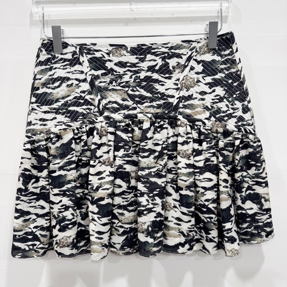 Parker Silk Camo Flounce Hem Mini Skirt Size 2